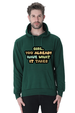 Girl Casual Hoodie Bottle Green