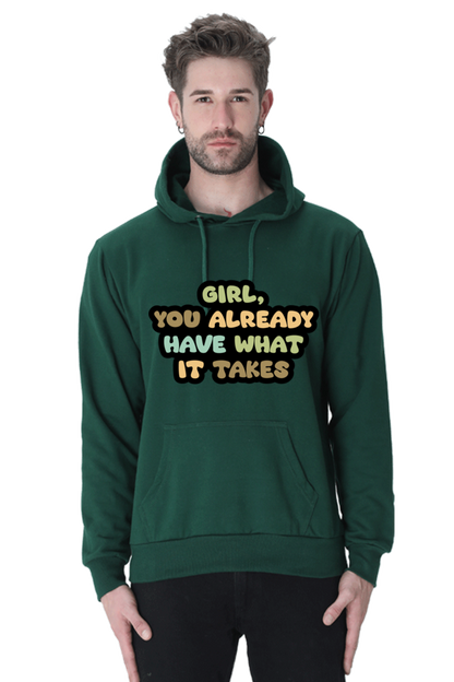 Girl Casual Hoodie Bottle Green