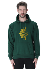 Golden Mandal Left Casual Hoodie Bottle Green