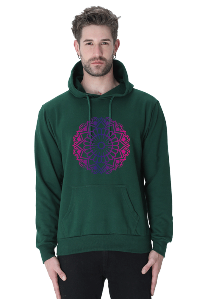 Purple Mandala Unisex Casual Hoodie Bottle Green