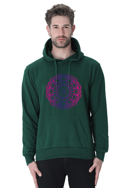 Purple Mandala Unisex Casual Hoodie Bottle Green