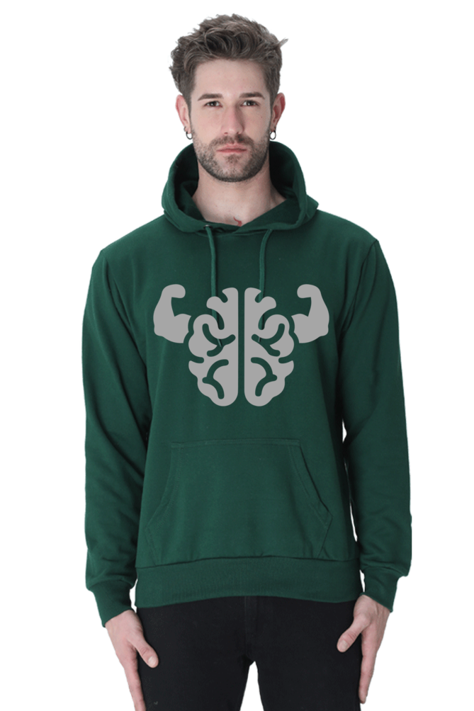 Brain power Unisex Casual Hoodie Bottle Green