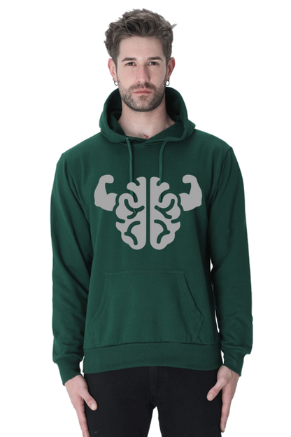 Brain power Unisex Casual Hoodie Bottle Green