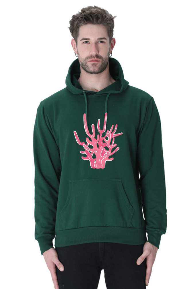 Coral Unisex Casual Hoodie Bottle Green