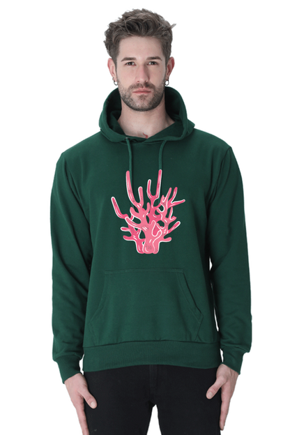 Coral Unisex Casual Hoodie Bottle Green