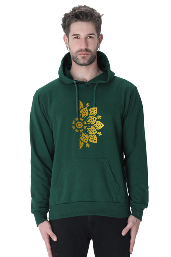 Golden Mandala Right Casual Hoodie Bottle Green