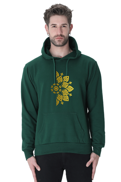 Golden Mandala Right Casual Hoodie Bottle Green