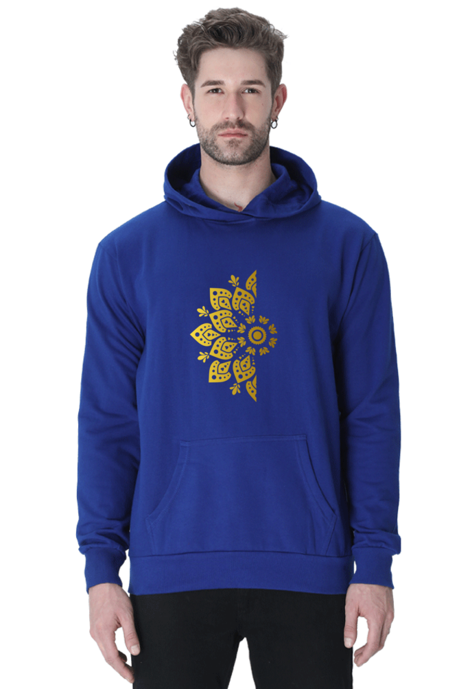 Gold Mandala Unisex Casual Hoodie Royal Blue