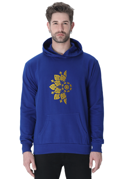 Gold Mandala Unisex Casual Hoodie Royal Blue