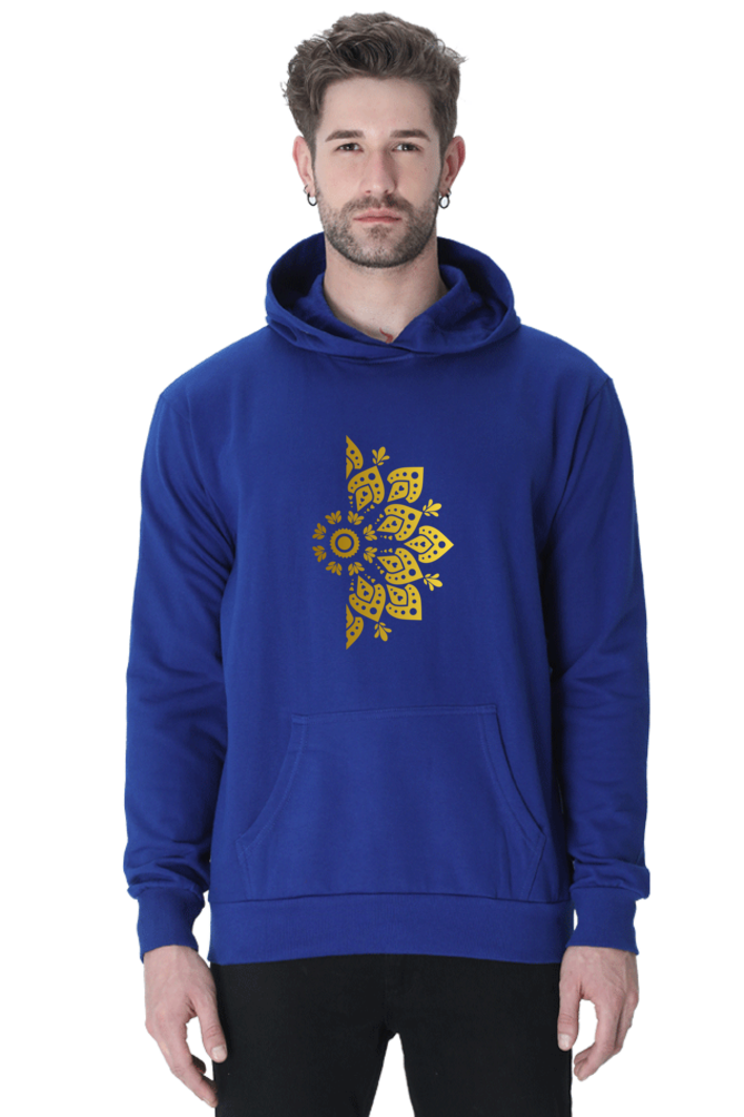 Golden Mandala Right Casual Hoodie Royal Blue