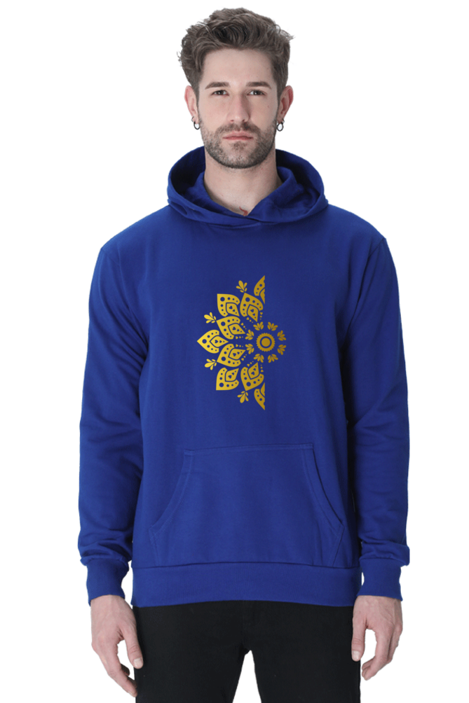 Golden Mandal Left Casual Hoodie Royal Blue