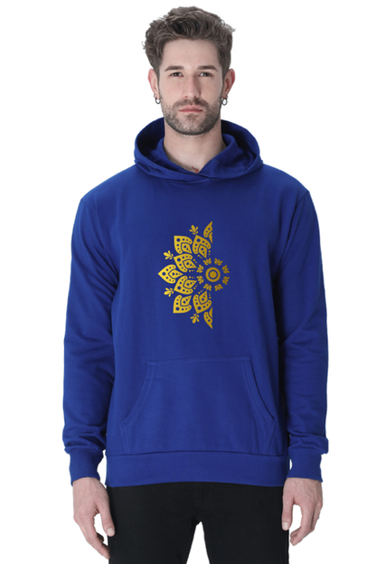 Golden Mandal Left Casual Hoodie Royal Blue