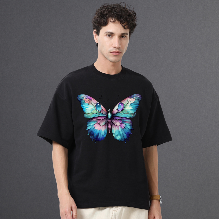 Animal Art Purple Butterfly Unisex Oversized T-Shirt