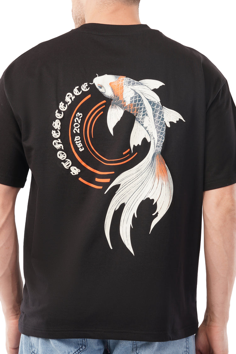 Drift With The Koi Oversized T-Shirt – Puff Print