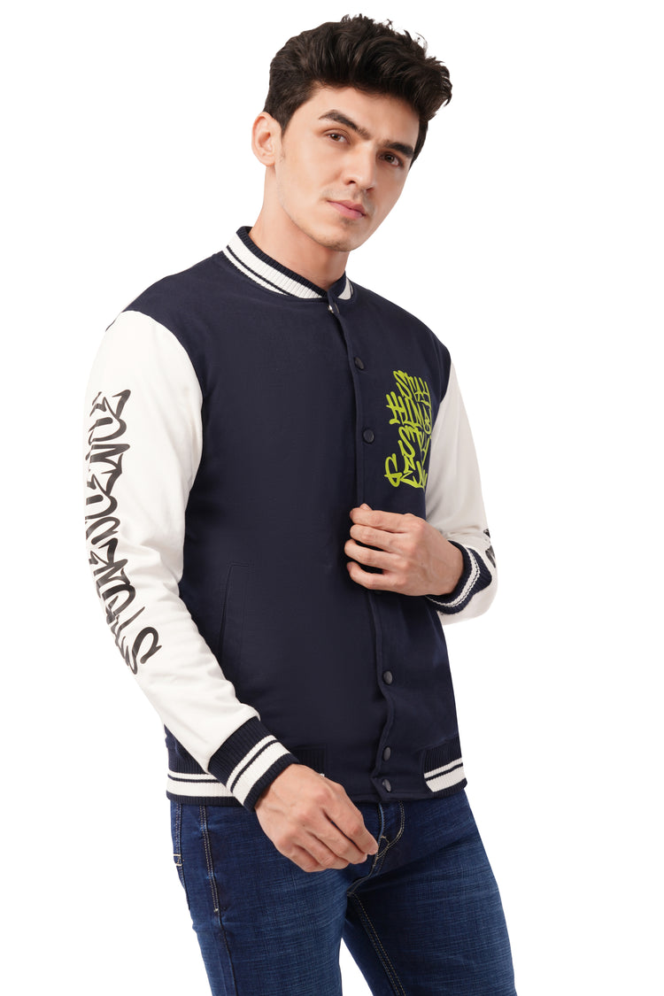 Stay Humble Stylish Long Sleeve Button Varsity Jacket