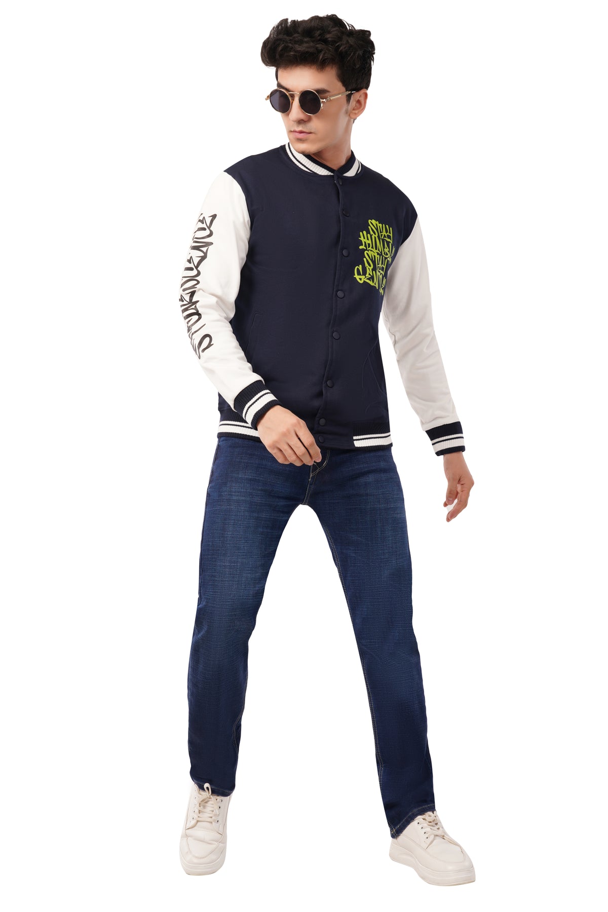 Stay Humble Stylish Long Sleeve Button Varsity Jacket