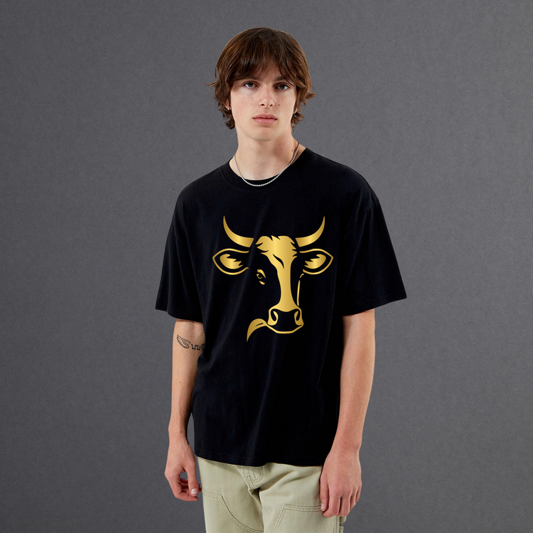 Golden Cow Unisex Oversized T-Shirt Black