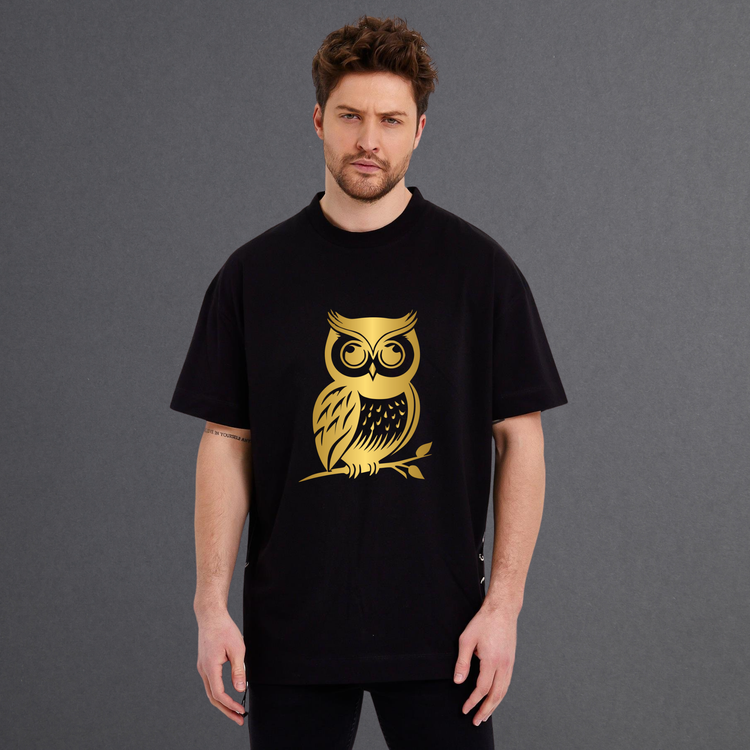 Golden Owl Unisex Oversized T-Shirt Black