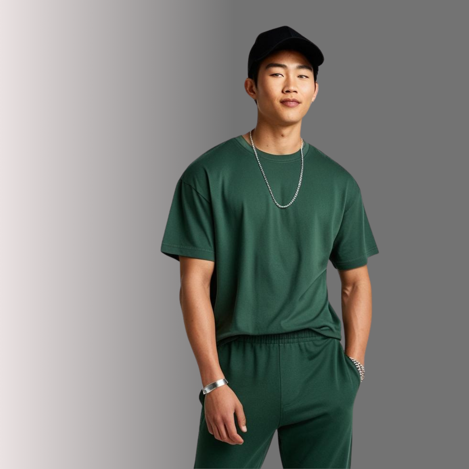 Green Oversized T-Shirt and Jogger Set