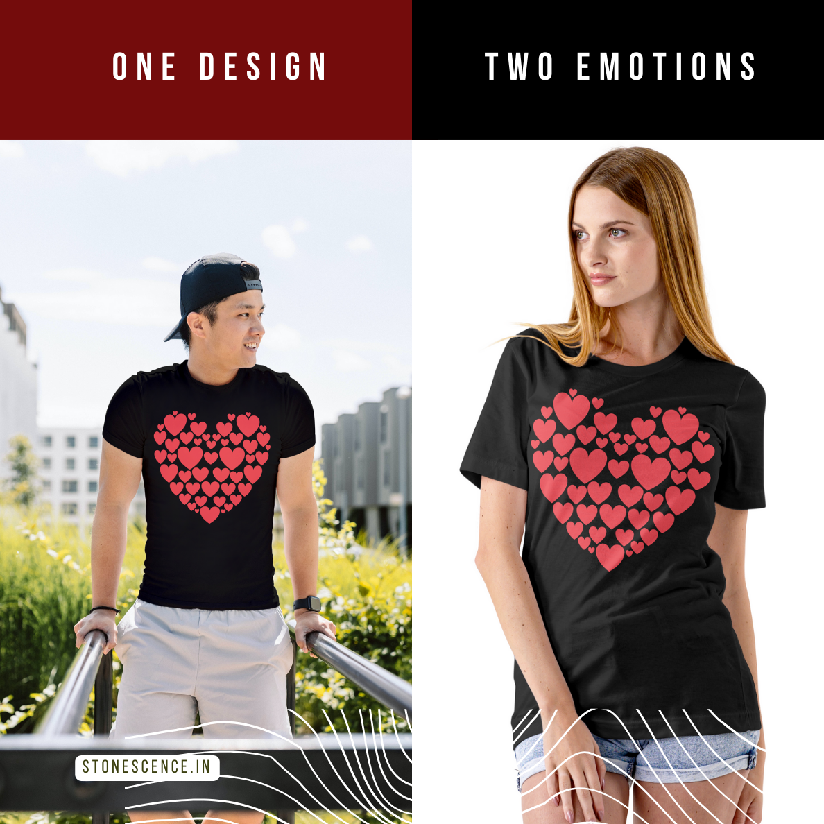 Pattern Art Heart of hearts Unisex Round Neck Half Sleeve T-Shirt