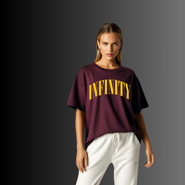 Infinity Terry Oversized T-Shirt Maroon