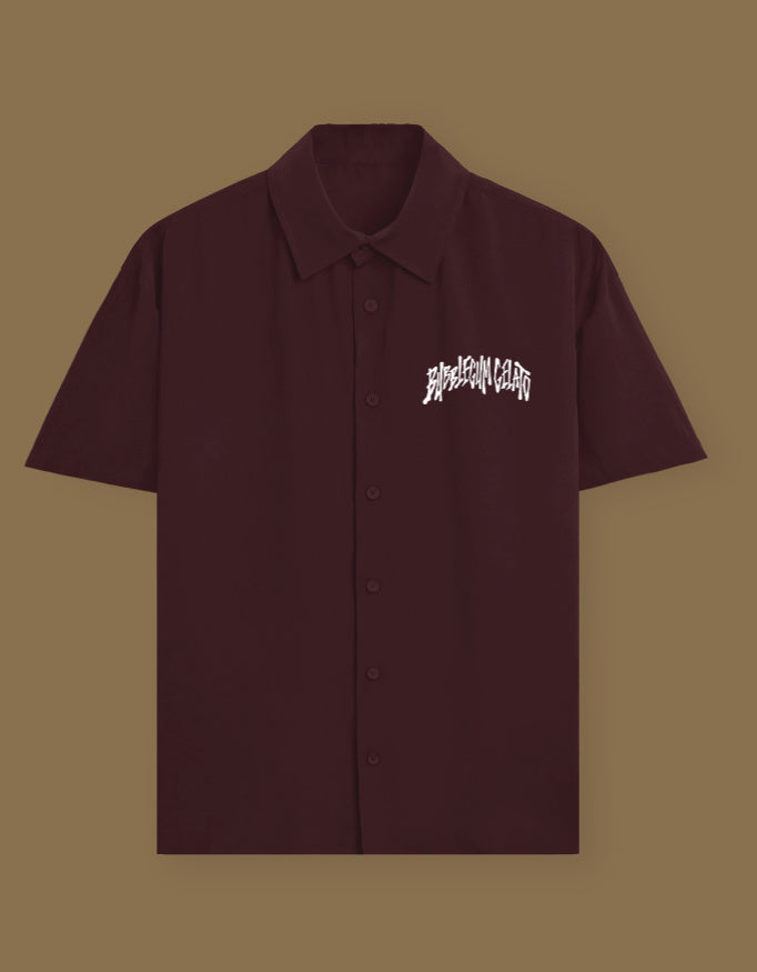 Bubblegum Gelato Oversized Cotton Shirt Maroon