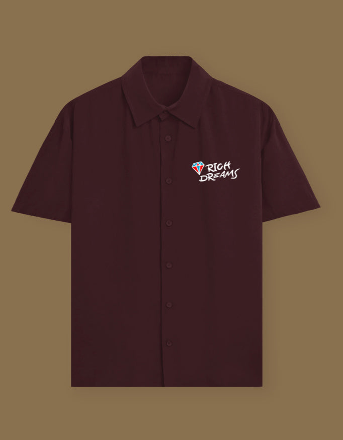 Rich Dreams Oversized Cotton Shirt Maroon