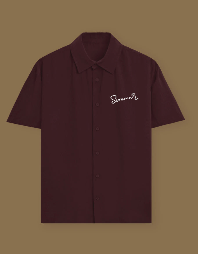 Summer Vibe Oversized Cotton Shirt Maroon