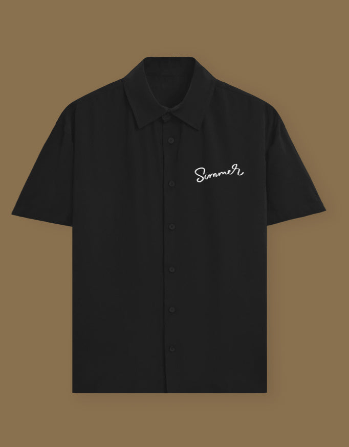 Summer Vibe Oversized Cotton Shirt Black