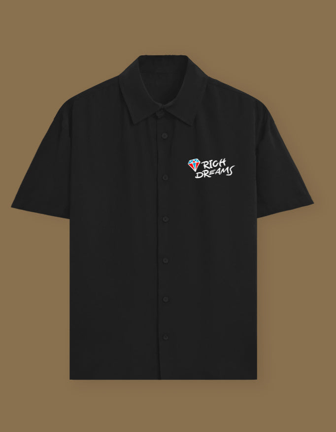 Rich Dreams Oversized Cotton Shirt Black