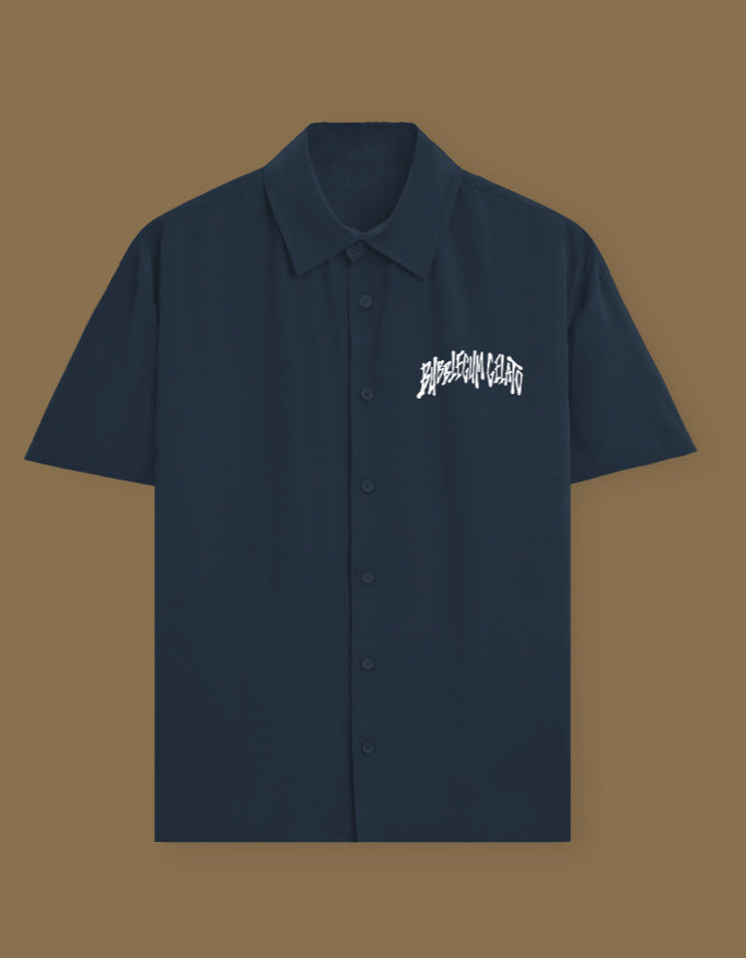 Bubblegum Gelato Oversized Cotton Shirt Navy Blue