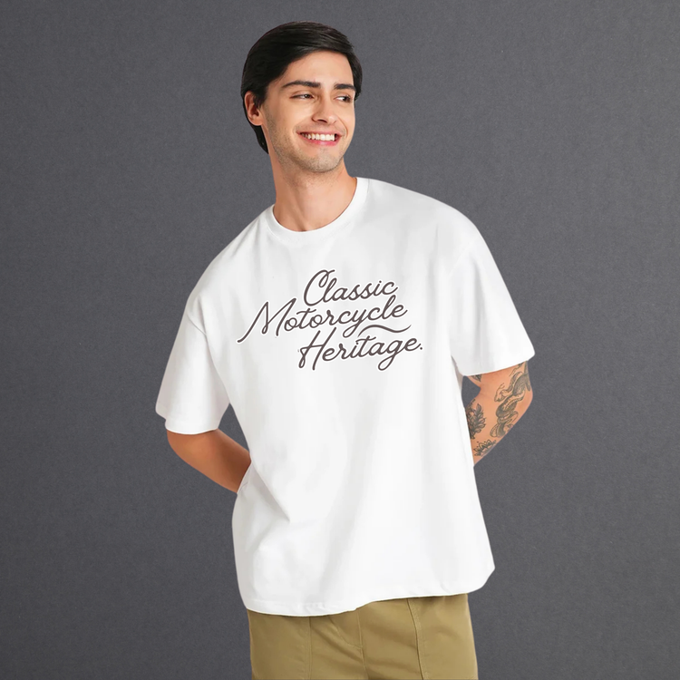 MotorCycle Oversized T-Shirt White