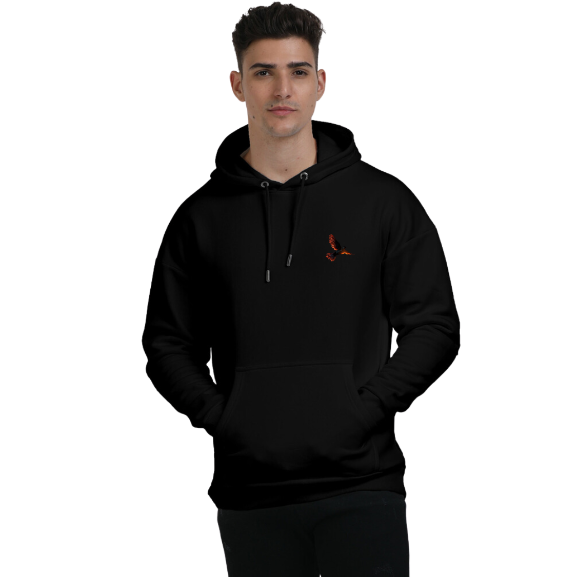 Fire Art Blazing Bird Unisex Black Oversized Hoodie