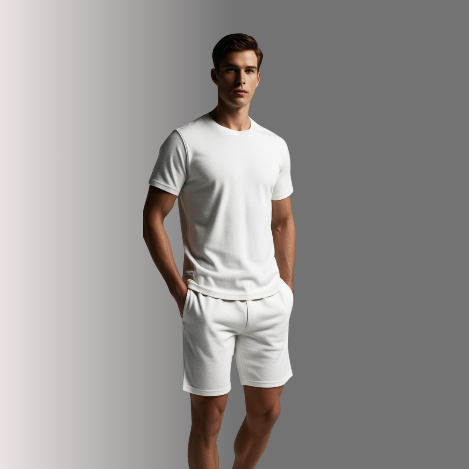White Terry T-Shirt and Shorts Set