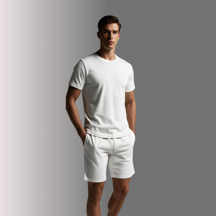 White Terry T-Shirt and Shorts Set