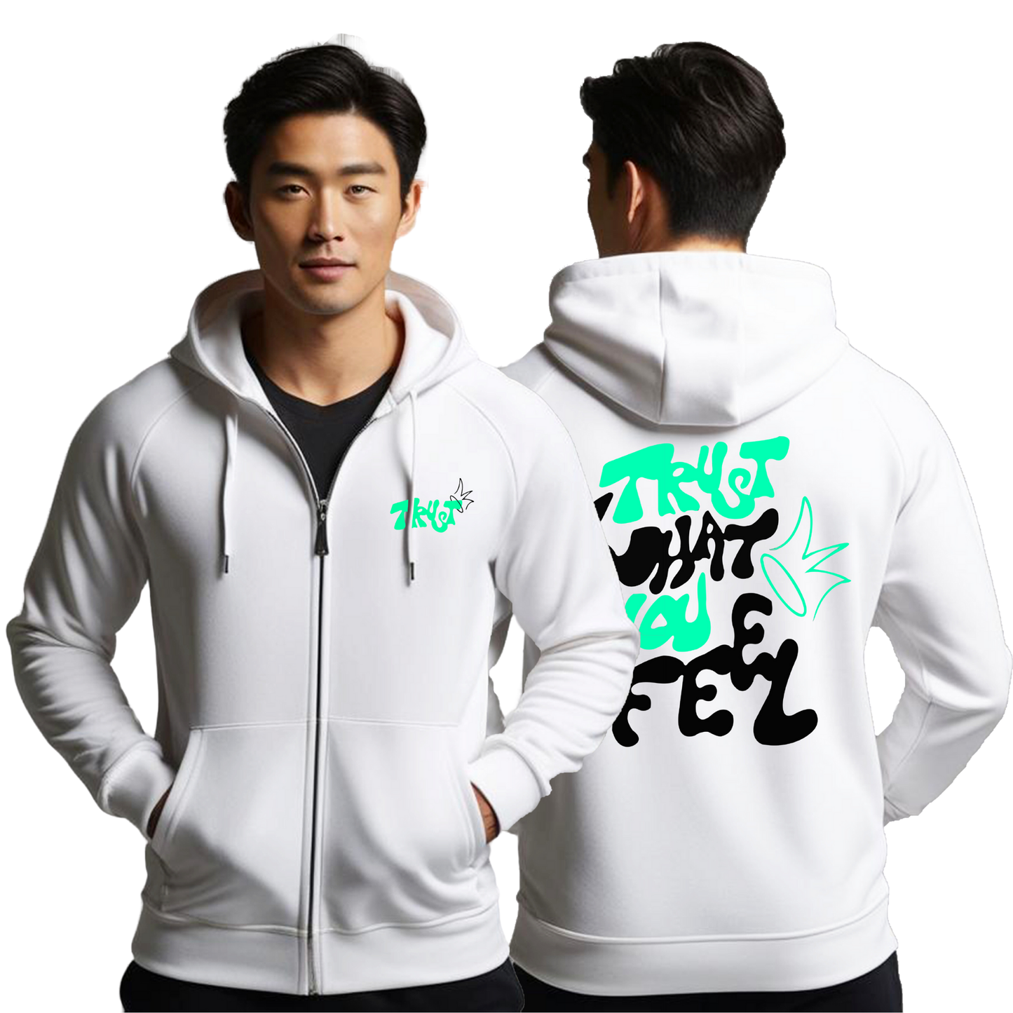 Trust White Unisex Zipped Hoodie