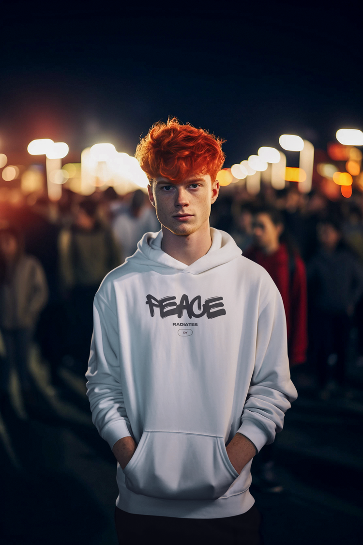 Peace White Unisex Hoodie White
