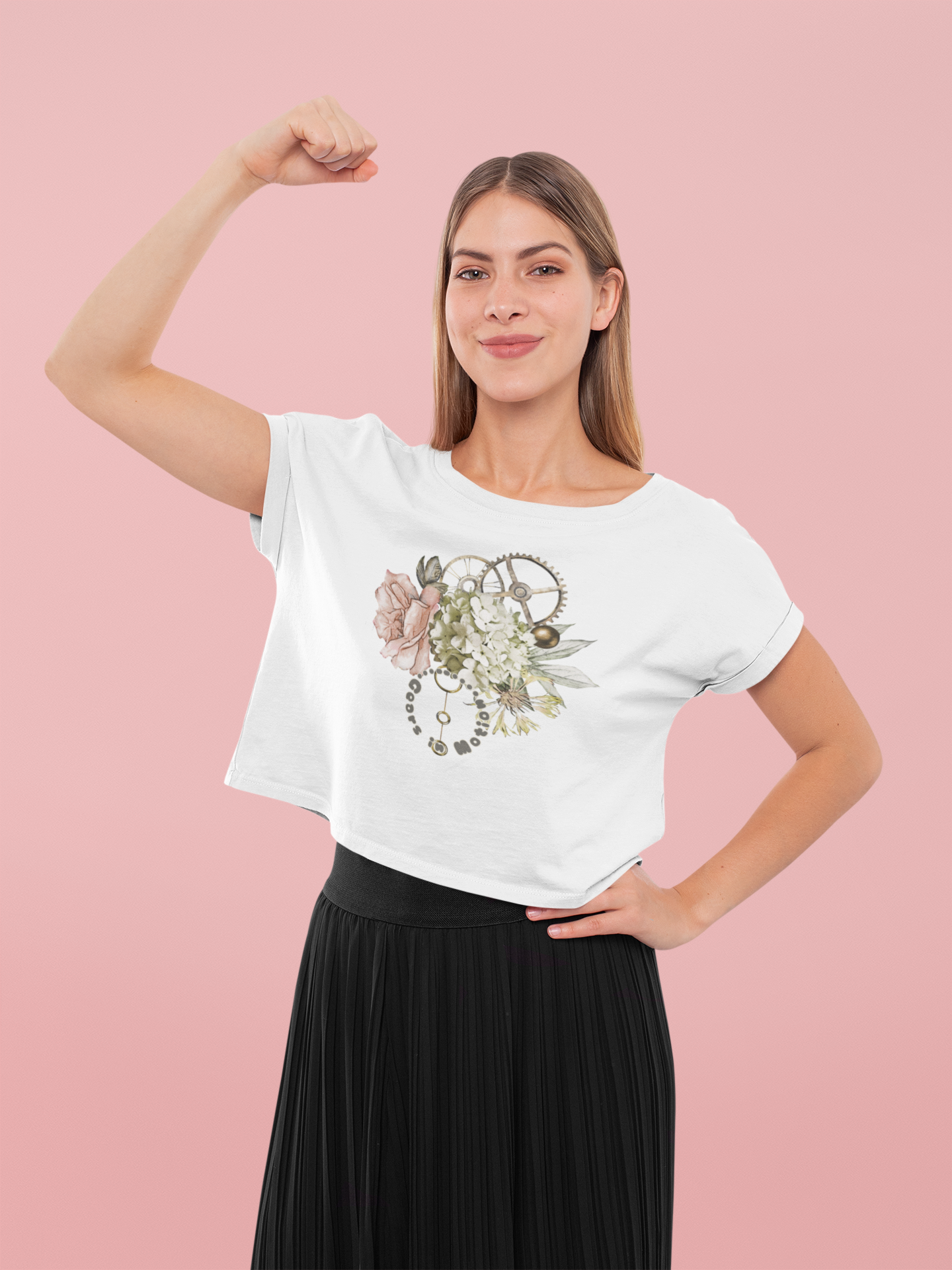 Gears in Motion Women’s Crop Top White