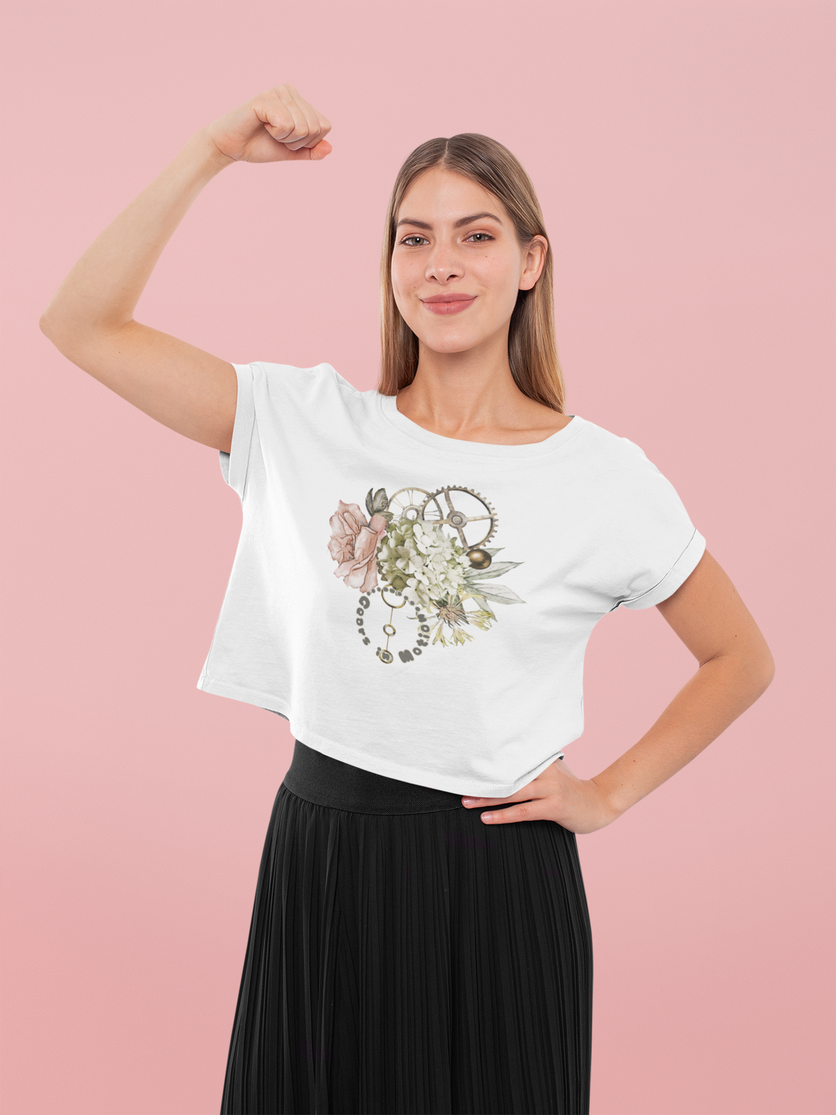 Gears in Motion Crop Top White
