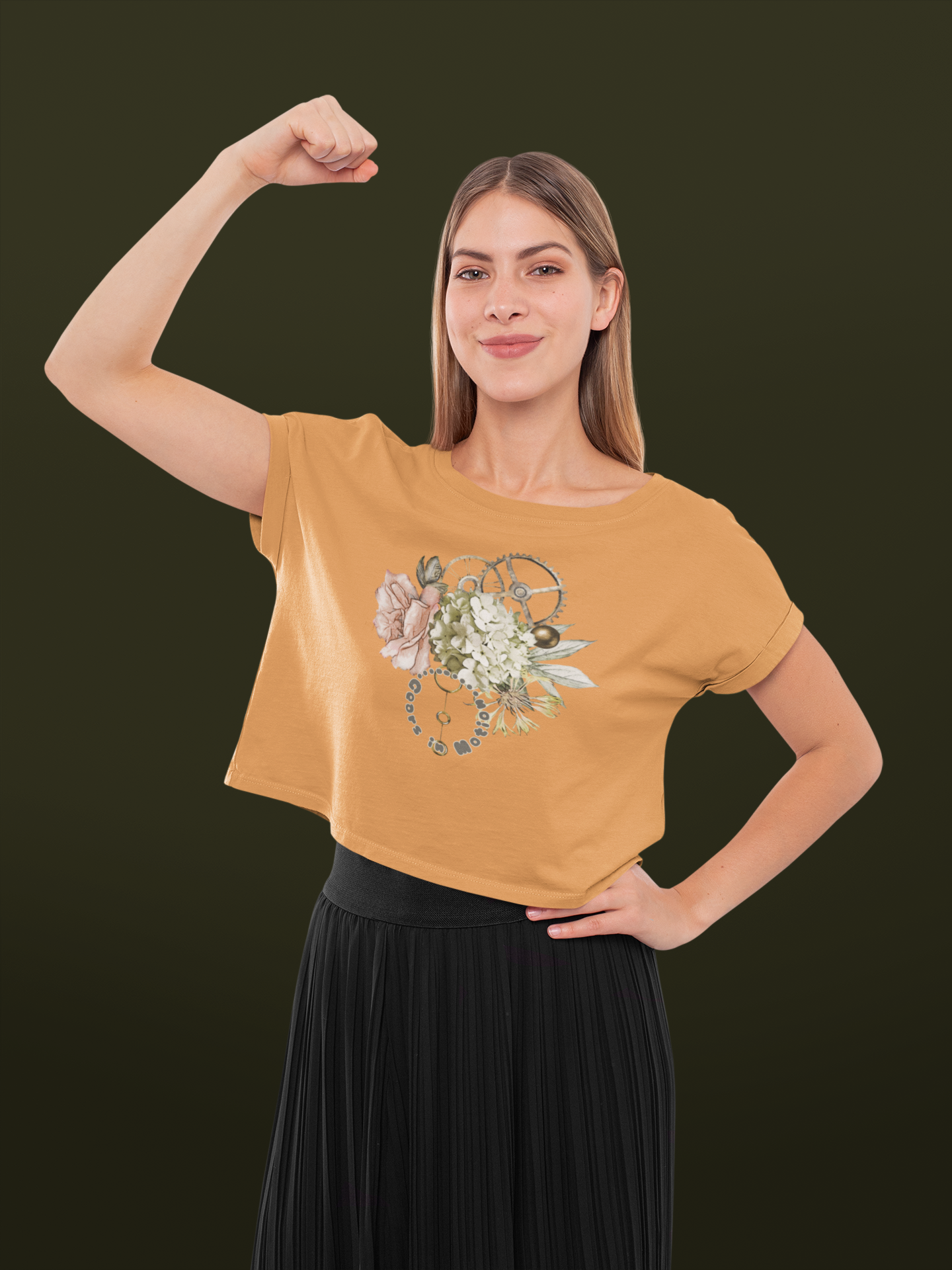 Gears in Motion Women’s Crop Top Mustard Yellow