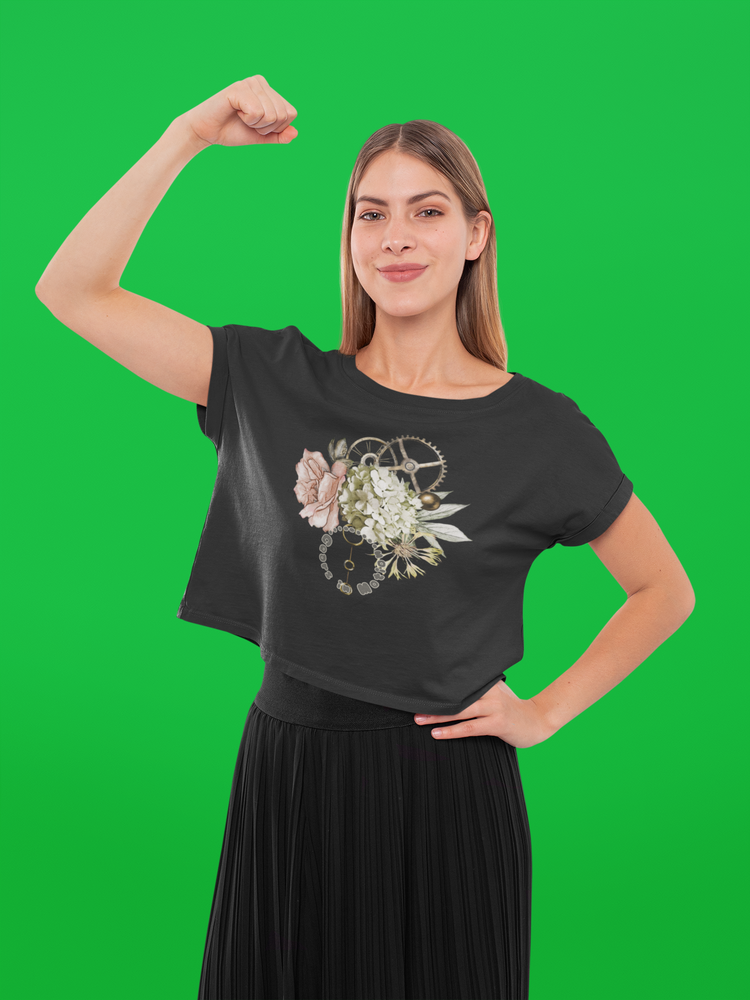 Gears in Motion Crop Top Black