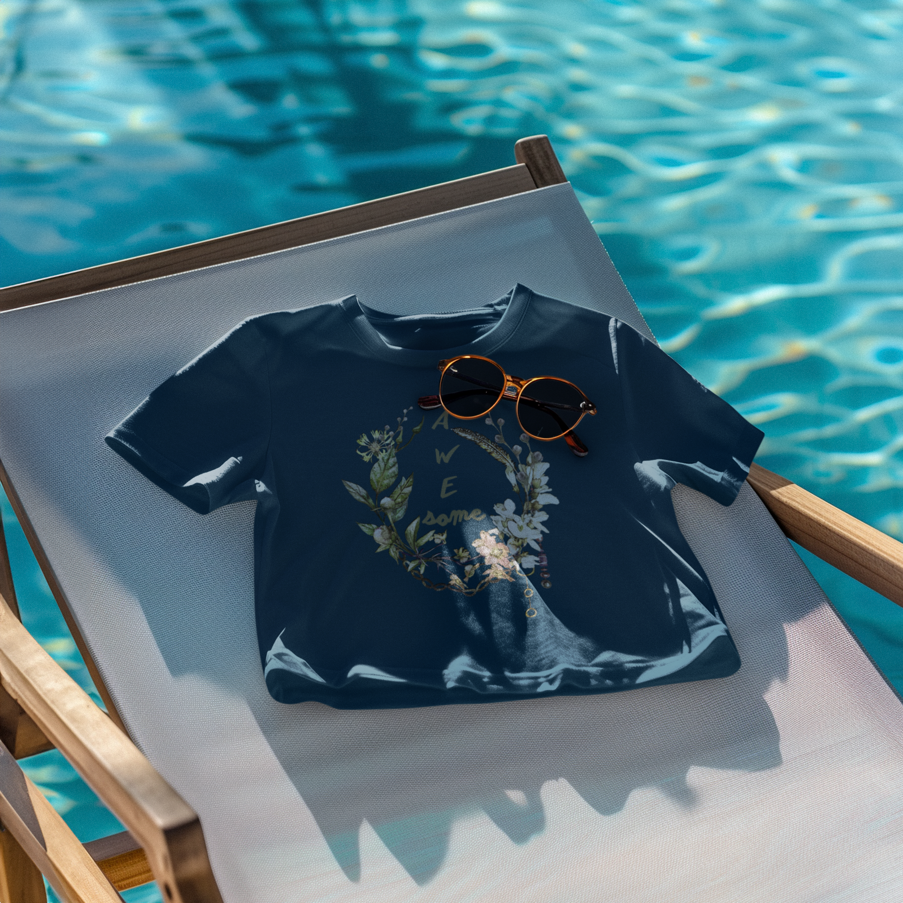 Awesome Time Crop Top Navy Blue