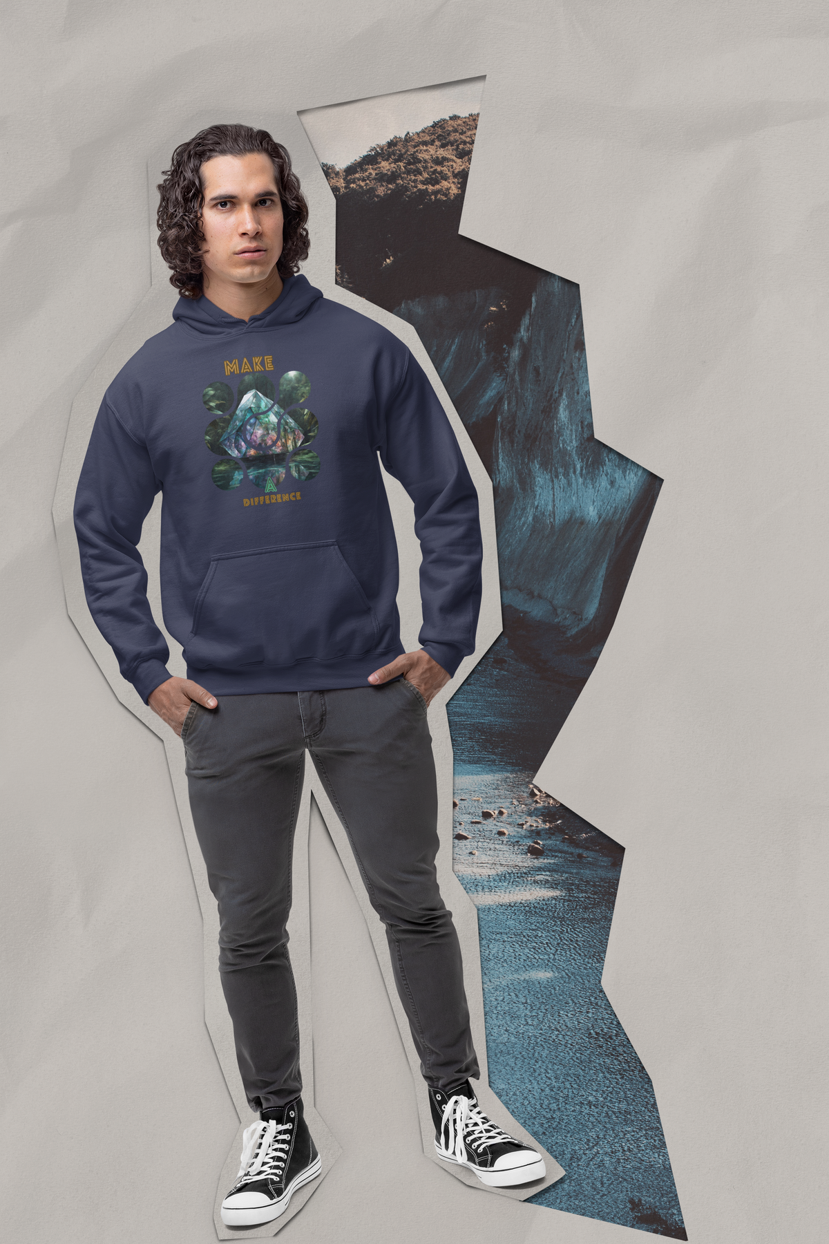 Make a Difference Unisex Hoodie Navy Blue