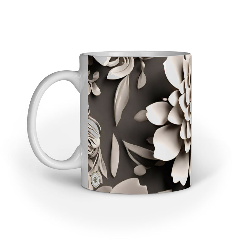 Clay Flower Inner Colored Mug White