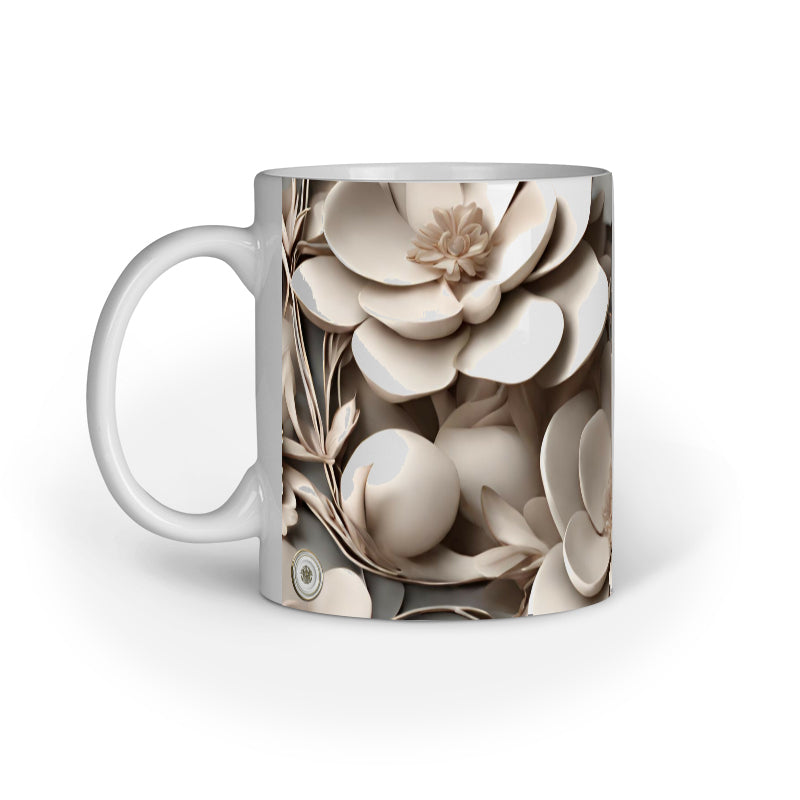 Clay Flowers Inner Colored Mug White