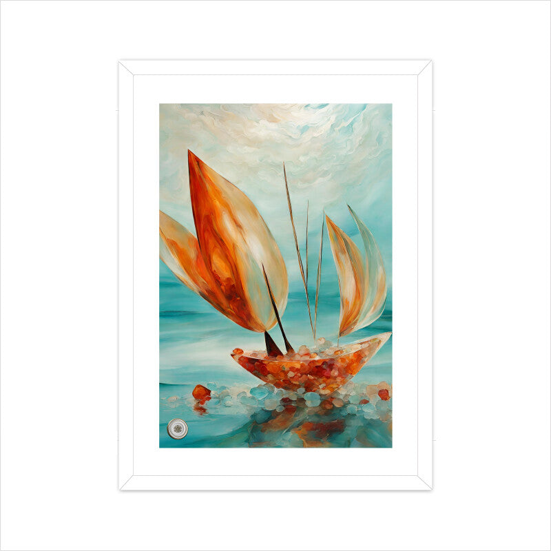 Boat B Framed Art A3 Framed - White