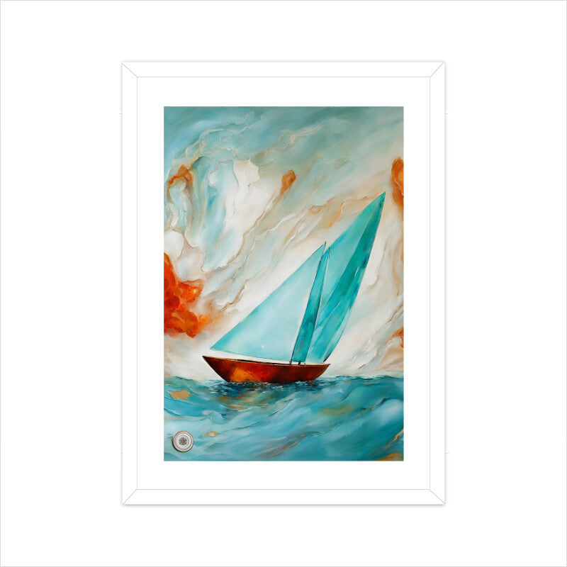 Boat C Framed Art A3 Framed - White