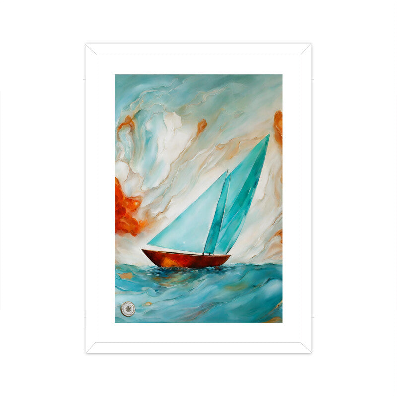 Boat C Framed Art A4 Framed - White