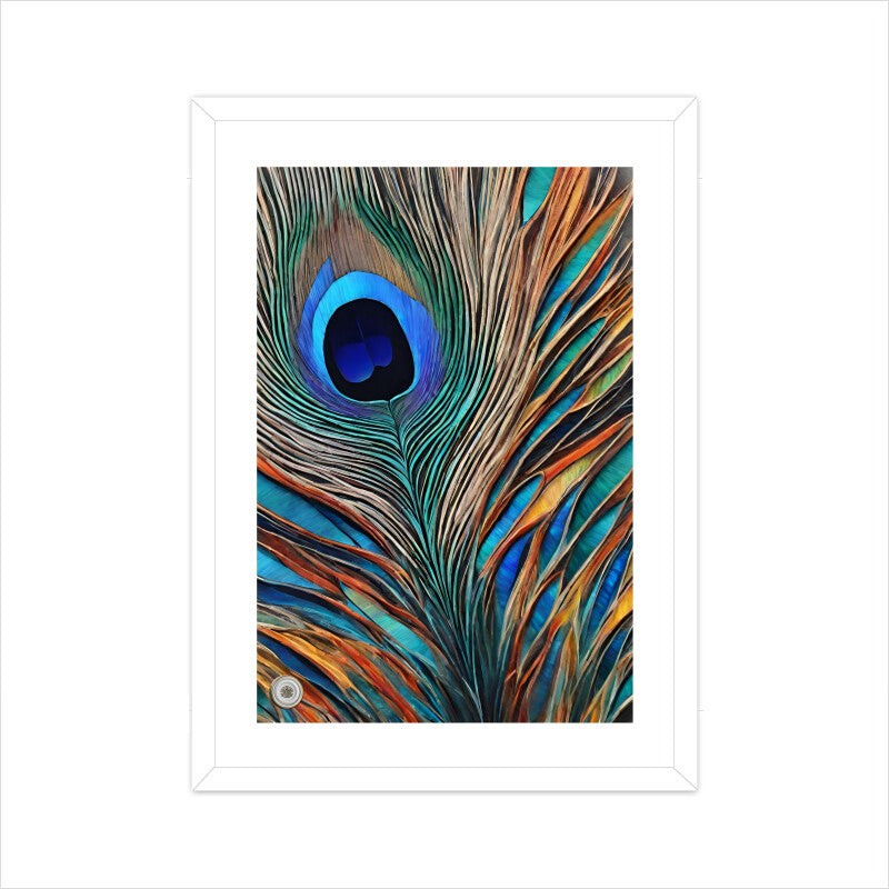 Peacock Feather Framed Art A3 Framed - White