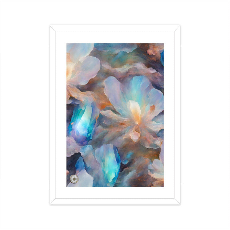 Opal Flowers Framed Art A3 Framed - White